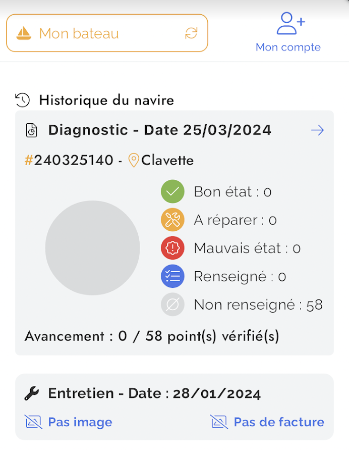 historique du navire sur
                l'application mobile Eloyot