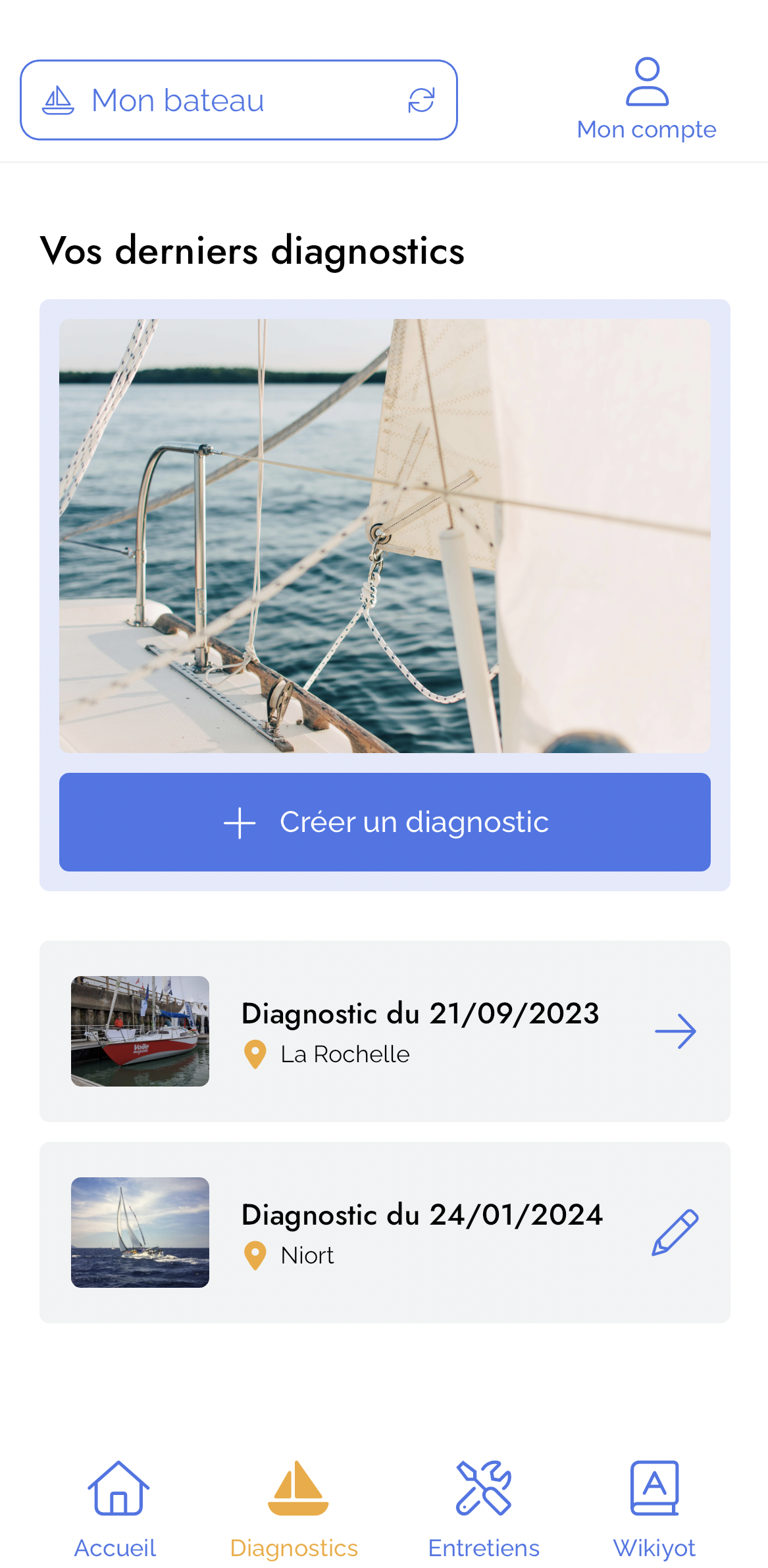 Liste des
                 pdiagnostics faits sur l'application mobile Eloyot